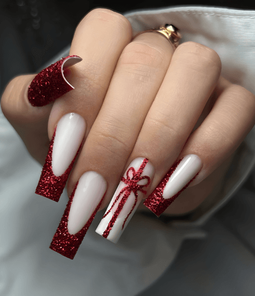 Glittery Present Nails
