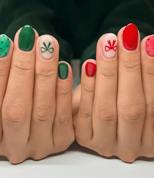 Green Red Nails