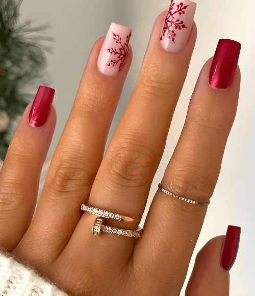 Halved Snowflake Nails