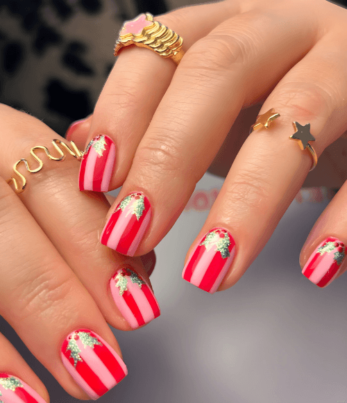 Striped Christmas Nails