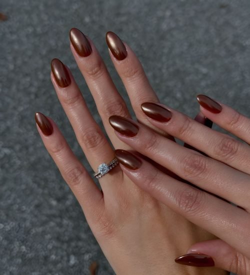Simple Brown Almond Nails Simple Brown Almond Nails